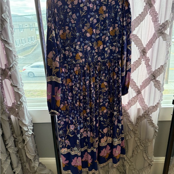 Bohemian Floral Long Sleeve Dress in Navy - Picture 6 of 6